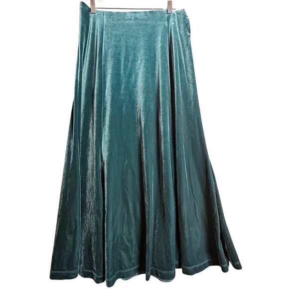 Laura Ashley Dresses & Skirts - Vtg 90s Velvet Maxi Skirt Sz Medium Green Whimsigoth Fairy Grunge Long Full